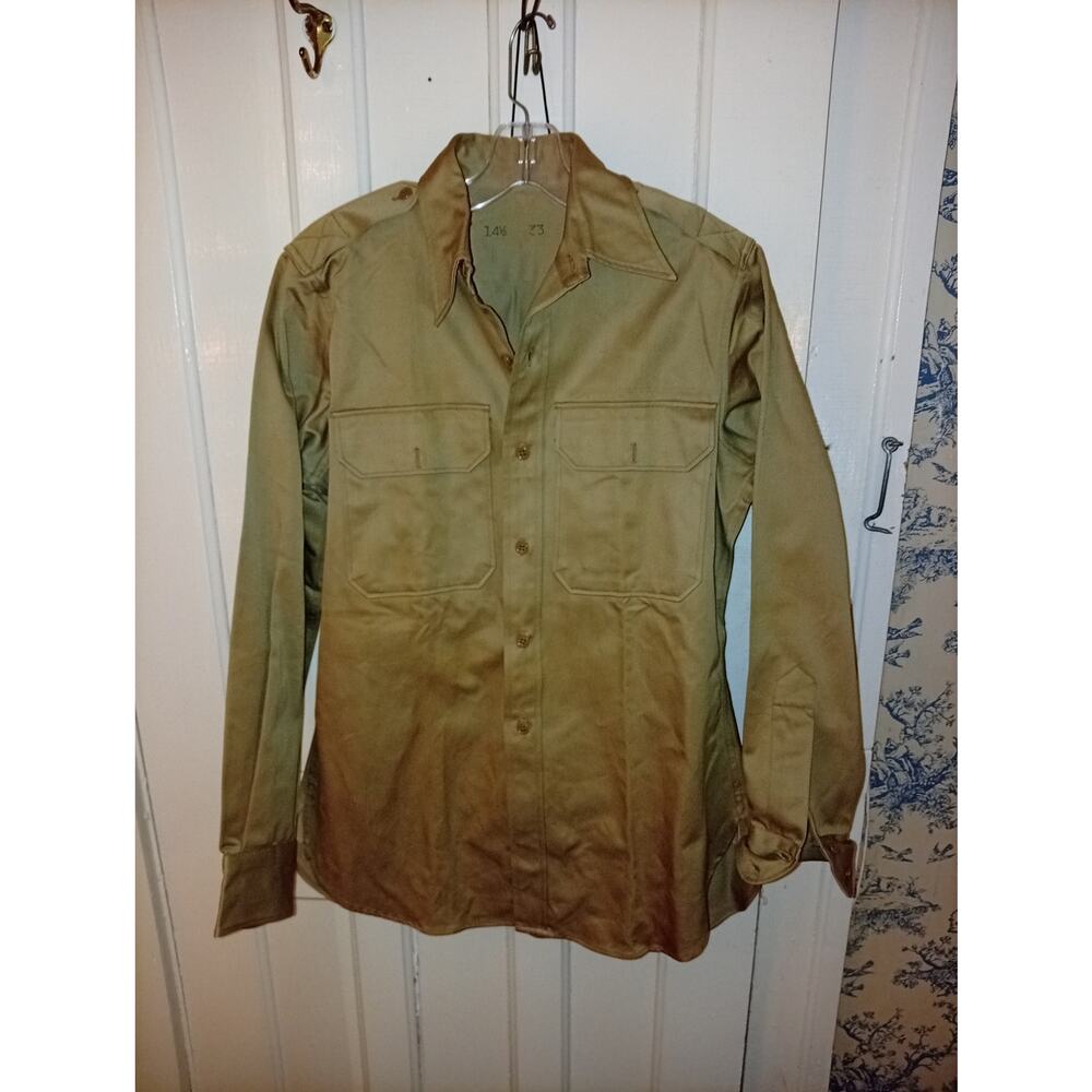 Army WWII Durable Press Man's Utility Shirt Poly/Cotton OG-507 Size 14 1/2 x 33